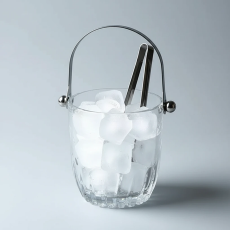 Ice Bucket - Portable Glass with Handle and Tongs Kitchen & Dining Ice Buckets