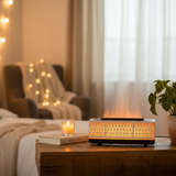 White Striped 3D Flame Humidifier Aromatherapy Diffuser 200ml LED Remote 25x8x9cm Home & Garden Humidifiers