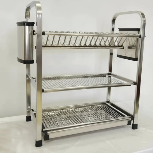 Heavy Duty 3-Tier Aluminium Dish Rack Kitchen Storage Dish Racks