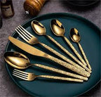 Gold Hammered Cutlery Tea Spoons Set of 6 Kitchen & Dining Teaspoons