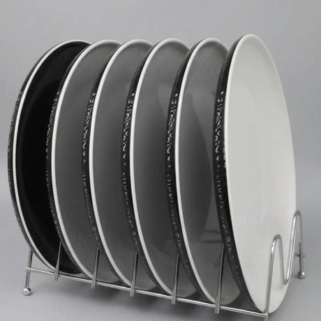 Black & White Ceramic Dinner Plates Set of 6 Kitchenware Plates