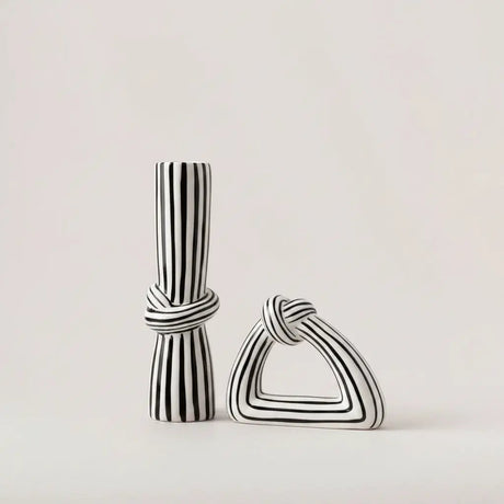 Monochrome Knot Ceramic Vase Set Home Décor Vases