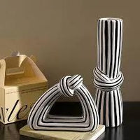 Monochrome Knot Ceramic Vase Set Home Décor Vases