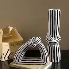 Monochrome Knot Ceramic Vase Set Home Décor Vases