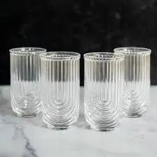 Retro U-Shape Highball Glasses Set of 6 Kitchen & Dining Drinkware Sets