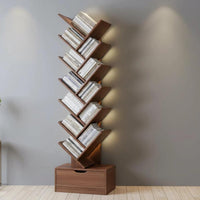 Tree Bookshelf - Dark Brown Wood Storage Rack 158x34x20cm Home Furnishings Rack Bookcases & Shelves