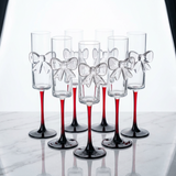 Pink Bow Champagne Flutes 180ml Set
