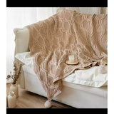 Nordic Cotton Knitted Sofa Cover with Tassel Ends