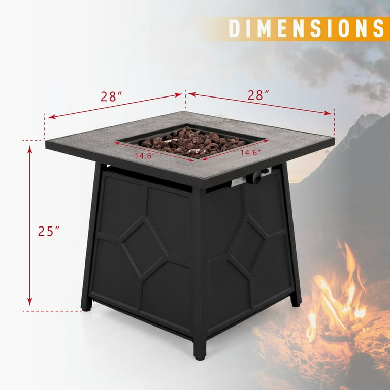 Propane Fire Heater Pit Table – Square LP Gas Fire Table with 50,000 BTU Burner