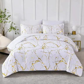 White Marble Printed 3-Piece Luxury Microfiber Down Comforter Quilt Cover Set with Zipper Closure duvet covers Duvet Covers