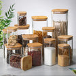 Square Glass Storage Jars with Bamboo Lids – 1950ml & 2400ml Airtight Kitchen Containers food storage Food Storage Containers