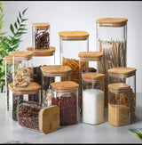 Square Glass Storage Jars with Bamboo Lids – 1950ml & 2400ml Airtight Kitchen Containers