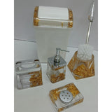 6 in 1 Acrylic Bathroom Set with Decorative Flowers Inside