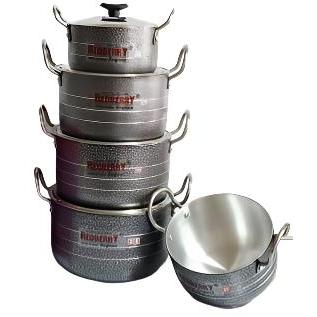 Redberry 5 pcs Casserole Set(20cm, 22cm,24cm ,26cm,28cm) ,Antique silver,With handles and lids,Easy clean,cookware pot set- Furaha Finds Kenya