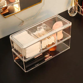 Transparent Cosmetic Storage Box – Acrylic Makeup Organizer for Cotton Pads, Swabs, and Beauty Essentials household storage containers Household Storage Containers