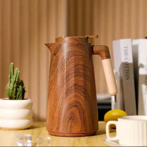 Nordic Double Wall Insulated Vacuum Flask – 1L with Wooden Handle thermoses i beverage Thermoses