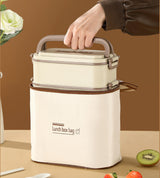 Double Layered Lunch Box with Leakproof Compartments and Matching Insulated Lunch Bag 1500ml