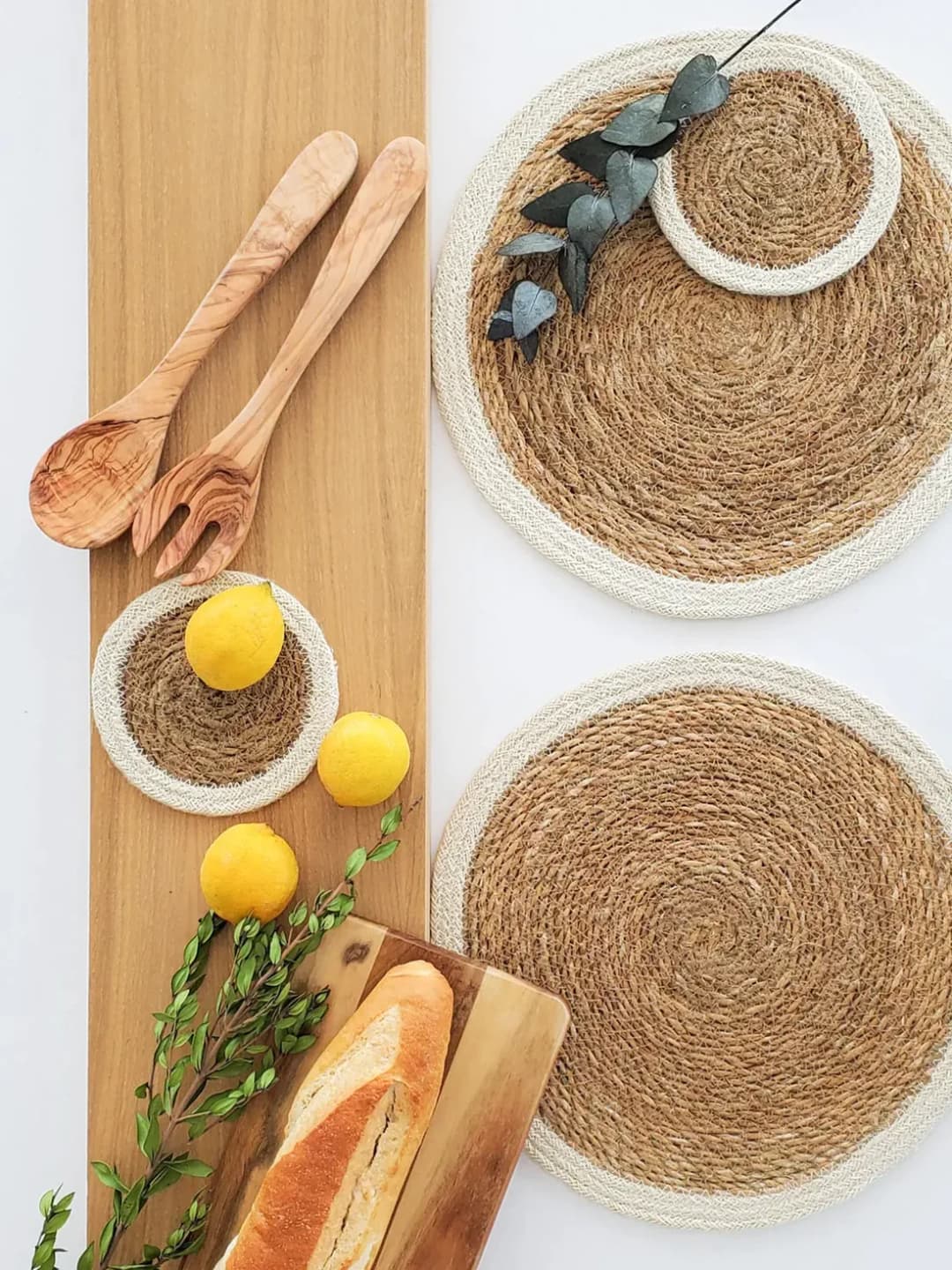6pcs Natural Handmade Straw Woven Table Mats 30cm