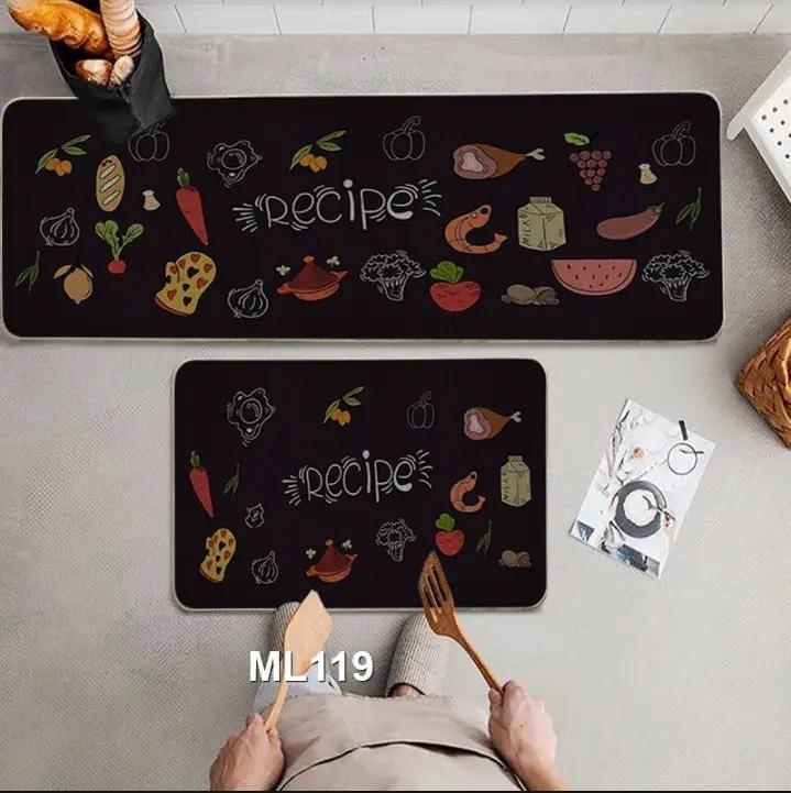 2PCS Anti-Slip Rubber Kitchen Mat Set Kitchen & Dining Rugs