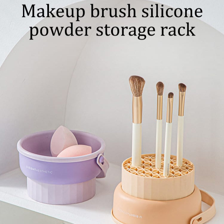 2 in 1 Silicone Makeup Brush Cleaning Bowl with Dryer- Furaha Finds Kenya