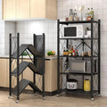 5-Tier Foldable Movable Metallic Storage Rack – Stainless Steel, No-Installation Shelvingc rack book cases Rack Bookcases & Shelves