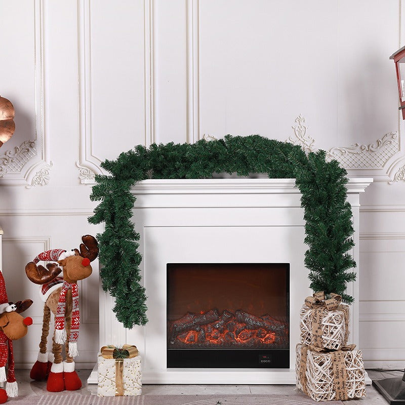 Christmas Green Pine Needle Wreath Garland – 2.7m Hanging Ornament for Door and Holiday Décor