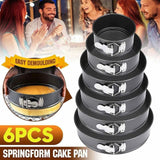 6pcs Round Non-Stick Carbon Steel Baking Tins Set – Rust Resistant Cake Pans with Removable Base (Sizes 18–28cm)