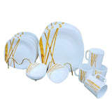 Signature 39 Piece Quadra Dinner Set | Elegant Golden Shades Porcelain | Complete Formal Dining Set