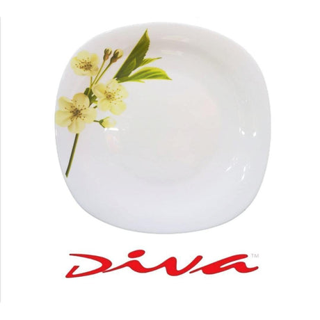 36pcs Set 7.5" Quadra Square Side Plates | Snowdrops | Charming and Elegant | Porcelain- Furaha Finds Kenya