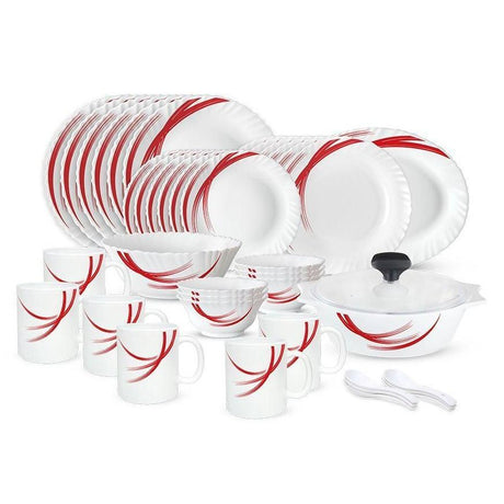 Signature High Quality 40 pcs Dinner Set | Red Stella | Vibrant and Sophisticated | Porcelain- Furaha Finds Kenya