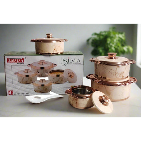 Redberry Plastic Designer Hotpot Set "Silvia" | 4 Piece Insulated Serving Set | 800ml to 3600ml Capacity- Furaha Finds Kenya