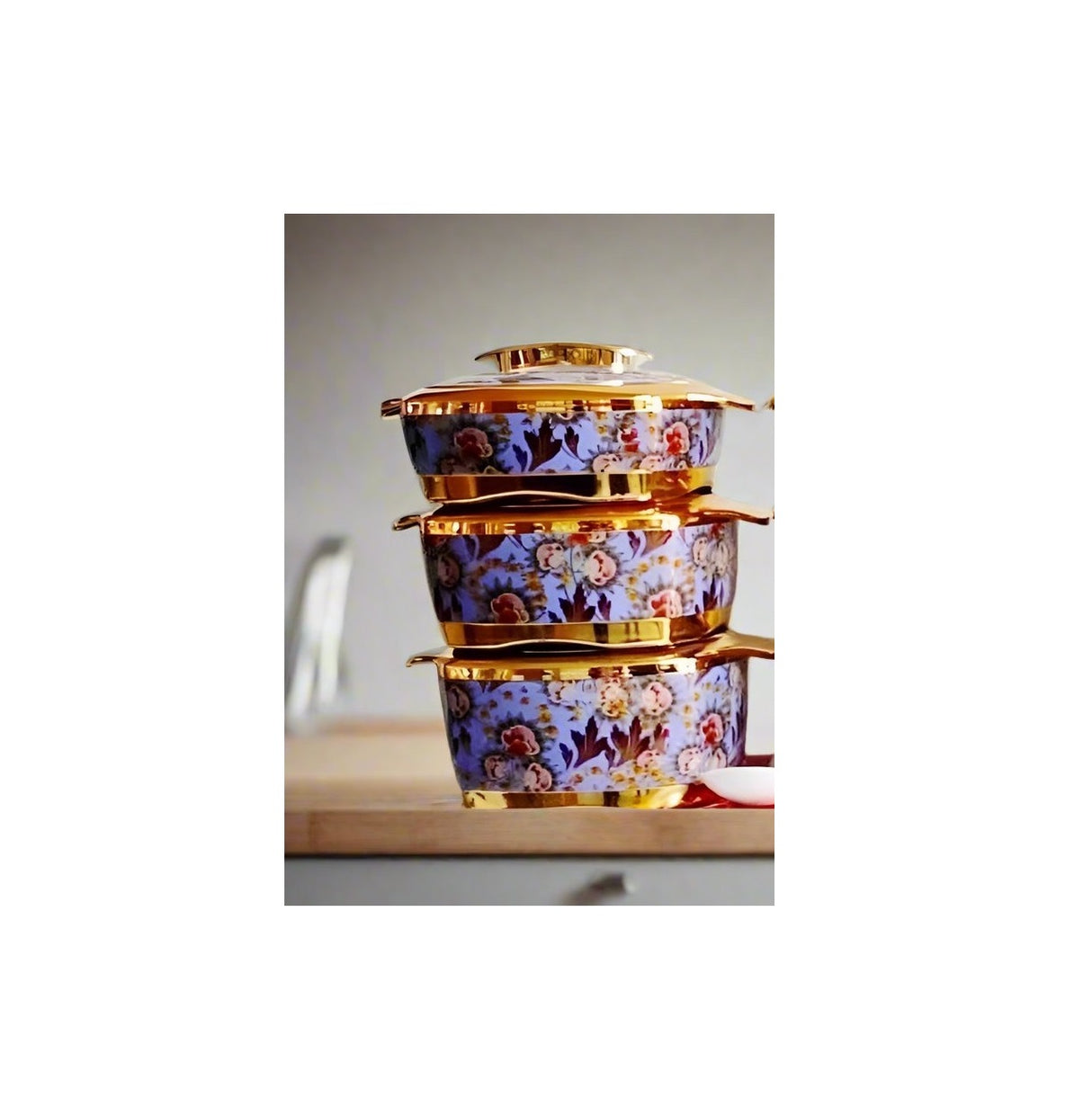 Redberry Floranza Designer Insulated Hotpots Set | Premium Plastic Floral Food Warmer | Durable Hot Food Storage & Serving Hotpots