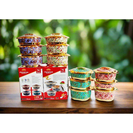 Redberry Floranza Designer Insulated Hotpots Set | Premium Plastic Floral Food Warmer | Durable Hot Food Storage & Serving Hotpots- Furaha Finds Kenya