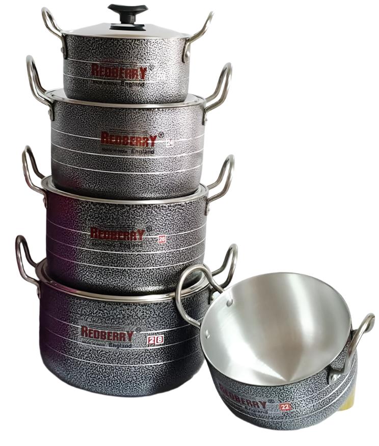 5 Piece Antique Copper Casserole Set with Lids | Stainless Steel Core | Sizes 20-28 cm | Elegant Kitchen Cookware