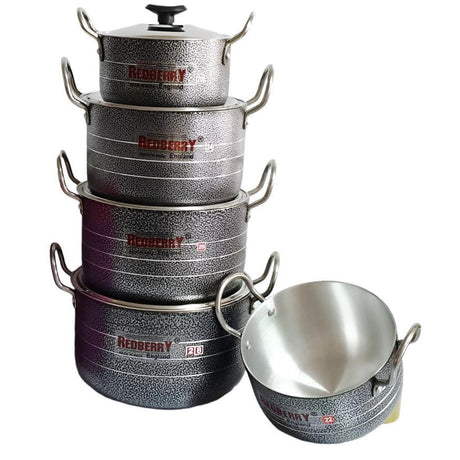 5 Piece Antique Copper Casserole Set with Lids | Stainless Steel Core | Sizes 20-28 cm | Elegant Kitchen Cookware- Furaha Finds Kenya