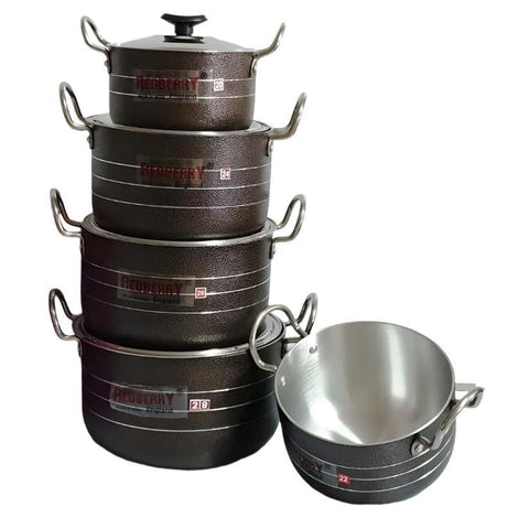5 Piece Antique Copper Casserole Set with Lids | Stainless Steel Core | Sizes 20-28 cm | Elegant Kitchen Cookware- Furaha Finds Kenya