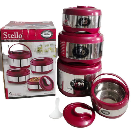 Stainless Steel Insulated Hotpot | Stello Jumbo 4-Piece Set | Premium Food Storage & Serving Containers- Furaha Finds Kenya