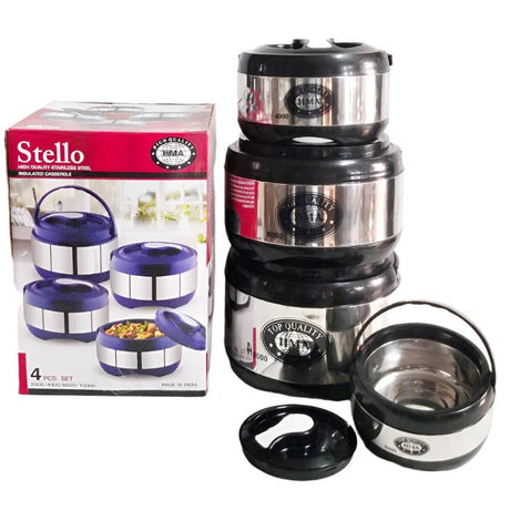 Stainless Steel Insulated Hotpot | Stello Jumbo 4-Piece Set | Premium Food Storage & Serving Containers- Furaha Finds Kenya