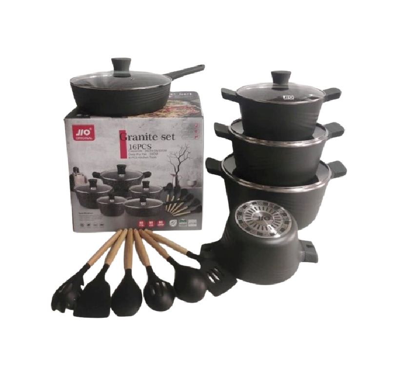 Nonstick Granite Cookware 16 Pcs Set | Multifunctional Kitchen Cookware | Cooking & Serving Essentials