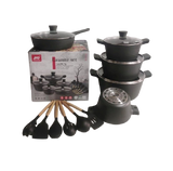 Nonstick Granite Cookware 16 Pcs Set | Multifunctional Kitchen Cookware | Cooking & Serving Essentials