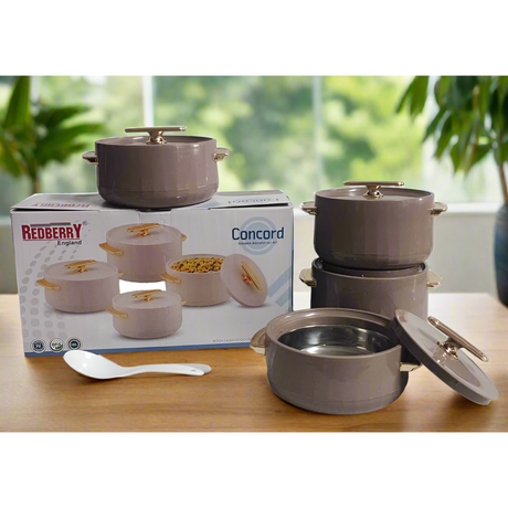 Redberry Plastic Designer Hotpot | "Concord" 3Piece Set | 2400ml, 3000ml, 3600ml | Durable Plastic with Sophisticated Finish- Furaha Finds Kenya