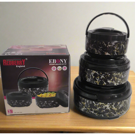 Redberry Plastic Designer Hotpot | "Ebony" 3 Piece Set | 2000ml, 4000ml, 6000ml | Durable Plastic with Sophisticated Finish- Furaha Finds Kenya
