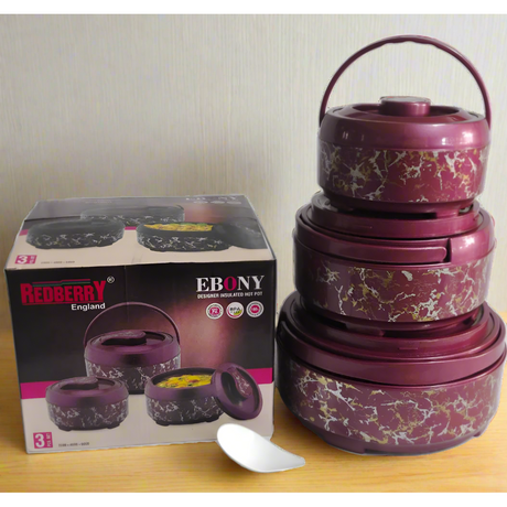 Redberry Plastic Designer Hotpot | "Ebony" 3 Piece Set | 2000ml, 4000ml, 6000ml | Durable Plastic with Sophisticated Finish- Furaha Finds Kenya