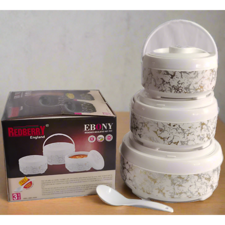 Redberry Plastic Designer Hotpot | "Ebony" 3 Piece Set | 2000ml, 4000ml, 6000ml | Durable Plastic with Sophisticated Finish- Furaha Finds Kenya