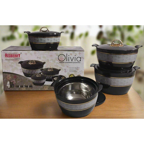 Redberry Plastic Designer Hotpot Set "Olivia" | 4pcs Insulated Food Storage Containers | Chic Design & Durable Finish- Furaha Finds Kenya