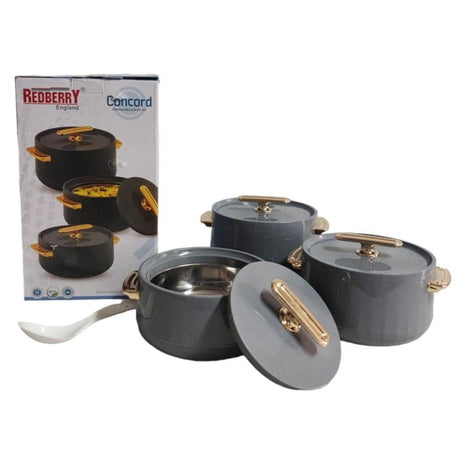 Redberry Plastic Designer Hotpot | "Concord" 3Piece Set | 2400ml, 3000ml, 3600ml | Durable Plastic with Sophisticated Finish- Furaha Finds Kenya