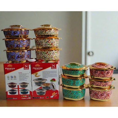 Redberry Plastic Designer Hotpot | "Floranza" 3 Piece Set | 1500ml, 2000ml, 2500ml | Durable Plastic with Floral Finish- Furaha Finds Kenya
