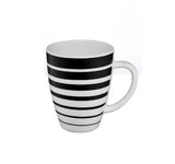 Signature 40 cl (400ml) Urban Black Glass Mugs | Set of 6 Elegant Hot Beverage Coffee and Tea Mugs | Modern Stylish Drinkware for Home, Office, and Gifting