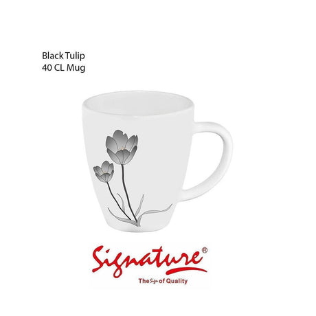 36 Piece Black Tulip Glass Signature Mugs (400ml) | Elegant and Durable Mugs for Coffee, Tea, and More- Furaha Finds Kenya