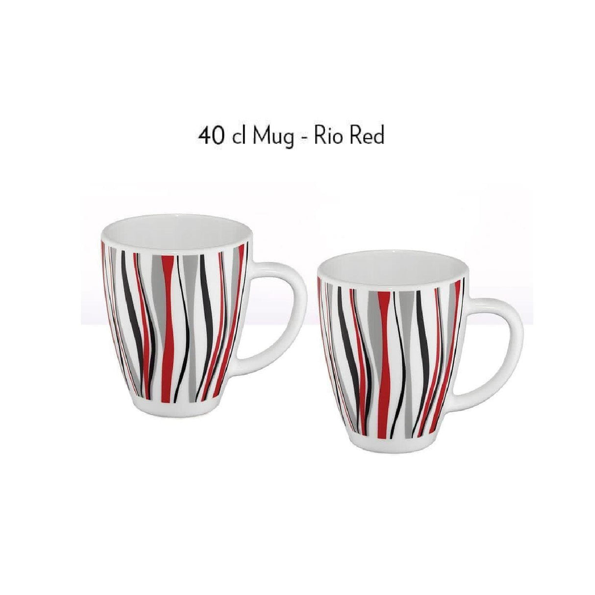 Signature 36 piece 40 cl Glass Mugs (400ml) | Rio Red Design | Elegant Large Capacity Glass Mug for Coffee, Tea, and Beverages- Furaha Finds Kenya